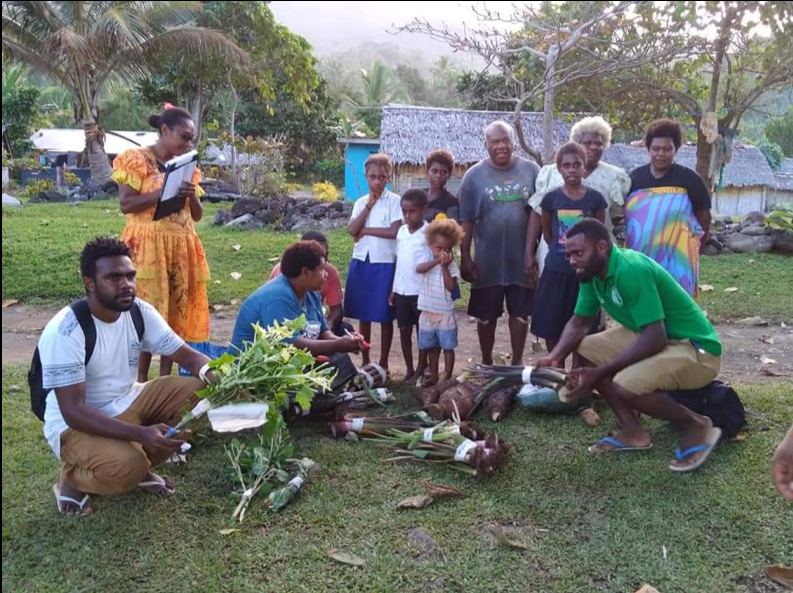 VARTC team with villagers at Nuvi village, East Epi, collecting germplasm (2021)